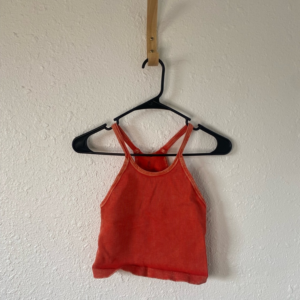 TWO free people Happiness Runs *LONG* tank M/L GREEN and ORANGE
